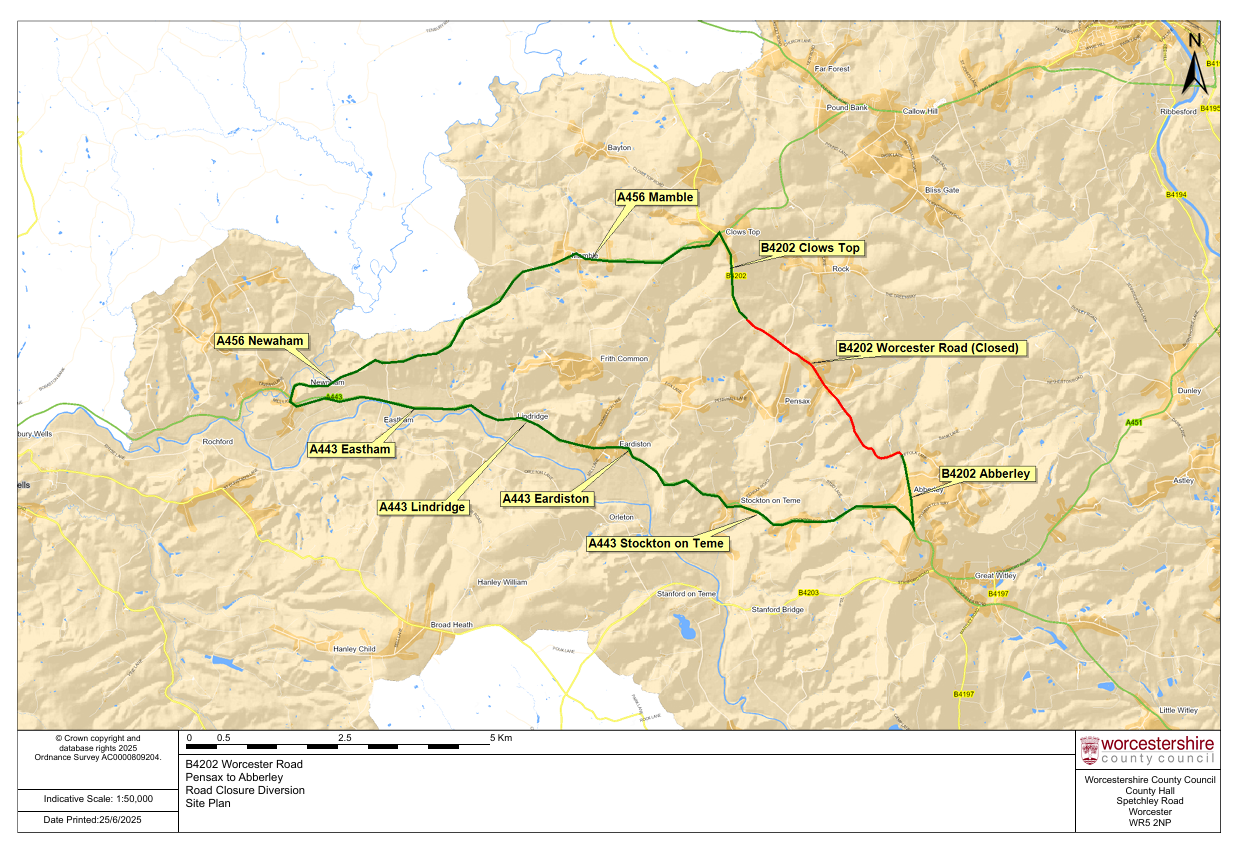 road closure abberley to pensax